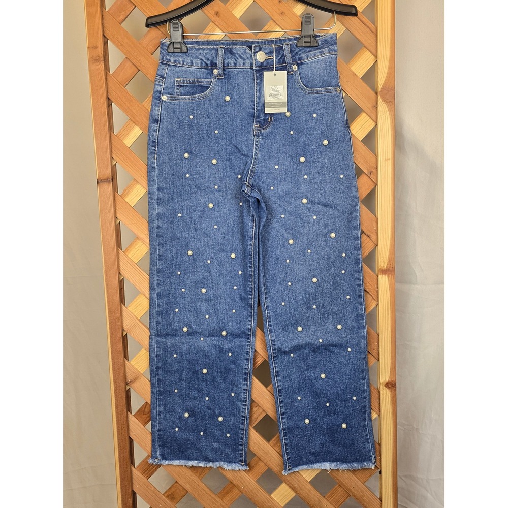 Mud Pie Bullock Pearl Jeans Women Size S Blue Frayed Hem New - NWT